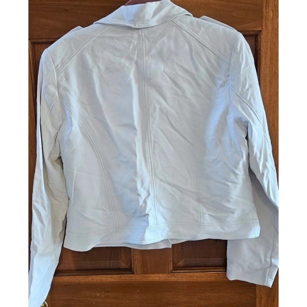 Vintage INC International Concepts White Faux Leather Zip Jacket Blazer‎ Large - Picture 2 of 3